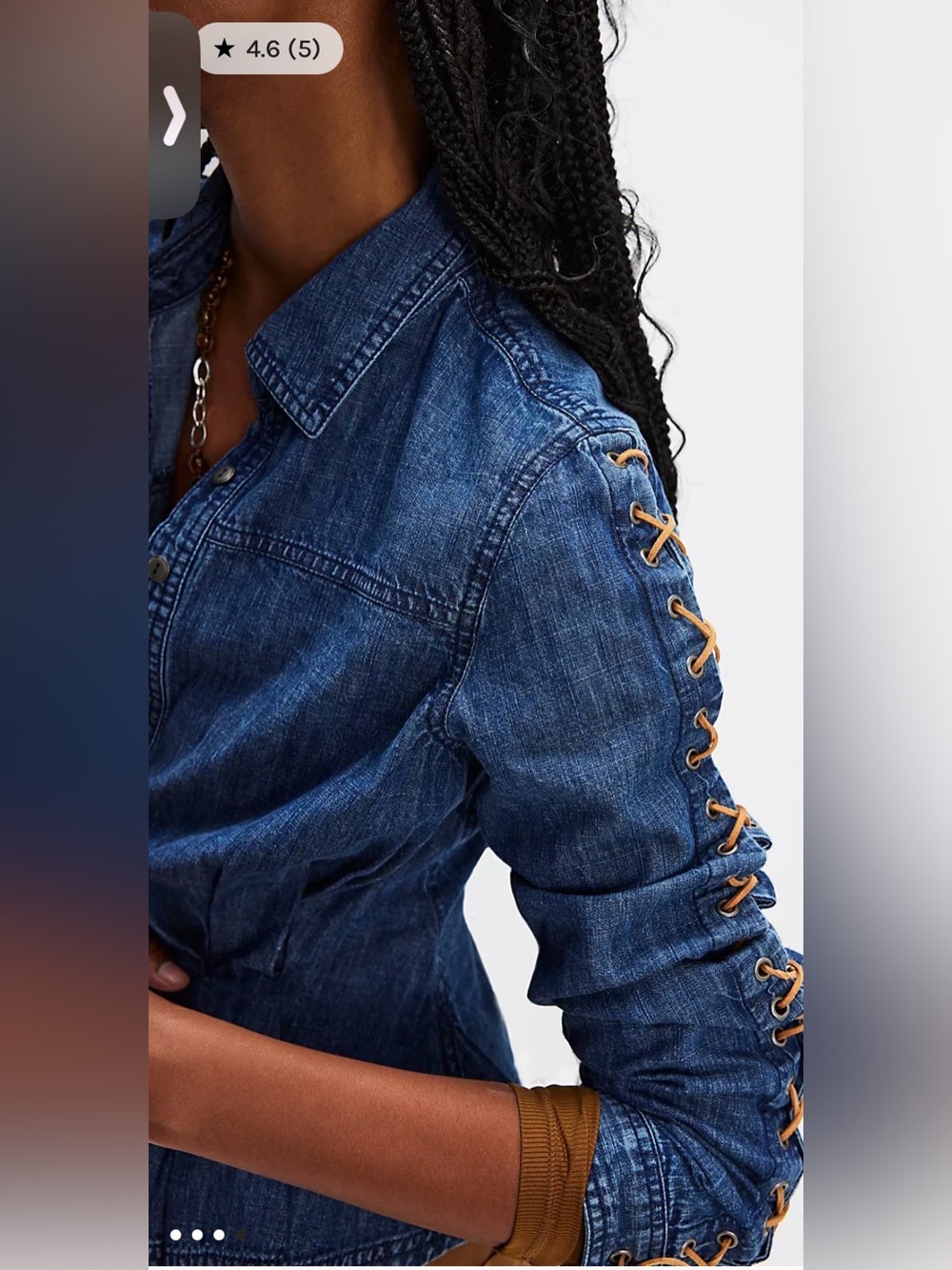 Free People Lala Lace Button-Down Jacket with lace sleeve - Picture 4 of 10